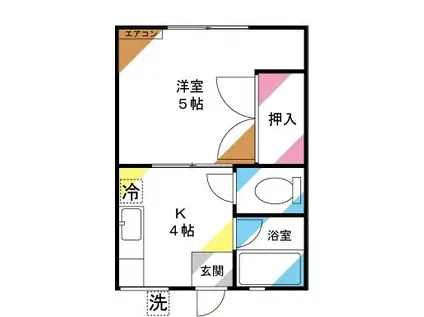 シティハイム青山ハイツ(1DK/2階)の間取り写真