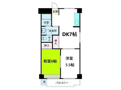 末広コーポ(2DK/4階)の間取り写真