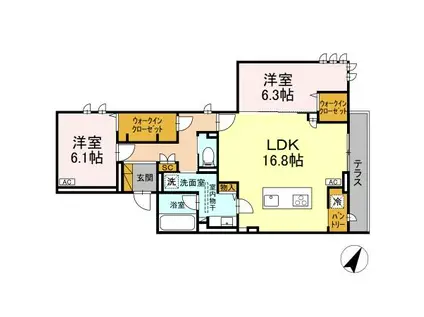 ベルグランデ(2LDK/3階)の間取り写真