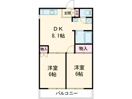 レナジア保木間(2DK/3階)の間取り写真