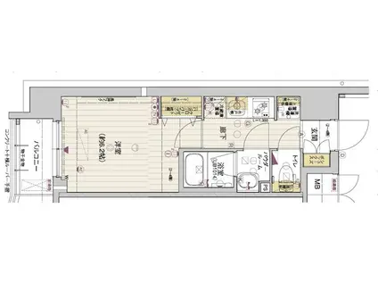 アスヴェル京都西大路サウス(1K/4階)の間取り写真