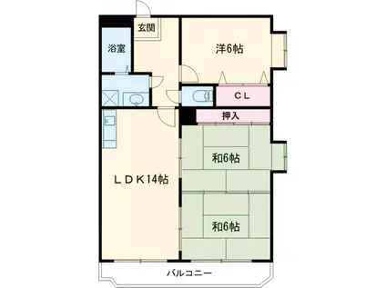ハイグレード川辺Ⅱ(3LDK/2階)の間取り写真