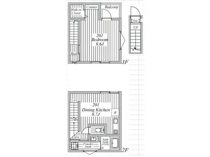プラスアーバン千歳船橋(1LDK/2階)の間取り写真