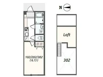 アザーレ・パッシオ江田(1K/3階)の間取り写真