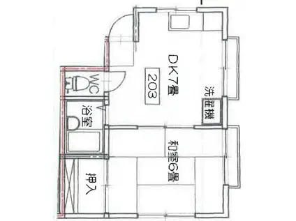ライフコアイシイ(1DK/1階)の間取り写真