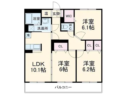 PARK VILLAGE松代(3LDK/2階)の間取り写真