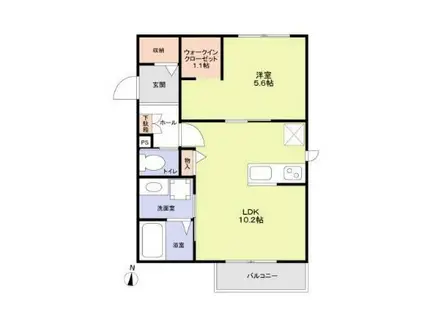 世田谷区松原2丁目計画 北棟(1LDK/2階)の間取り写真