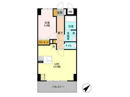 MURRAY HILL(1LDK/5階)の間取り写真