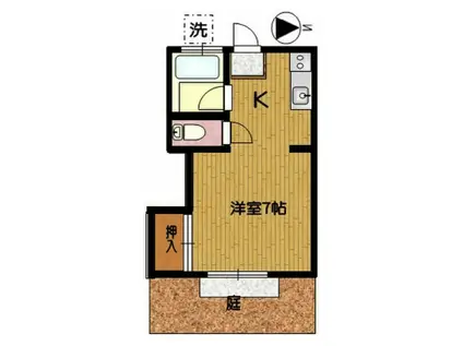 こじか荘(ワンルーム/2階)の間取り写真