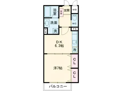 ヒルズ代沢4丁目(1DK/2階)の間取り写真