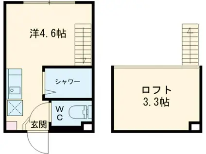 ハーモニーテラス江原町Ⅱ(ワンルーム/1階)の間取り写真