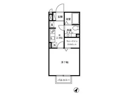 パルフラットM(1K/2階)の間取り写真
