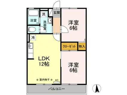 サンジュネスゆう(2LDK/1階)の間取り写真