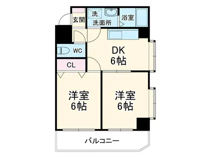 エクセレント玉川(2DK/6階)の間取り写真