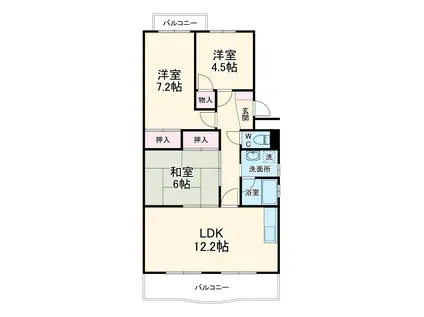 ベルクール(3LDK/2階)の間取り写真