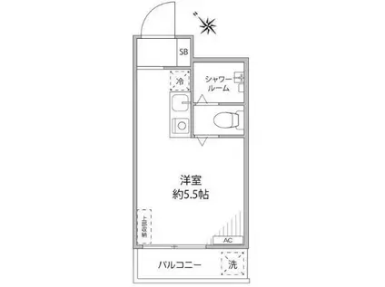 ステューディオ松原(ワンルーム/1階)の間取り写真