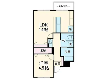 ジョイム船橋(1SLK/2階)の間取り写真