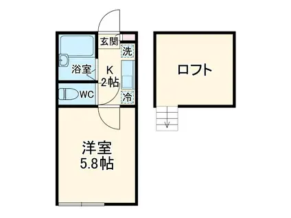 アリア梶ヶ谷(1K/2階)の間取り写真