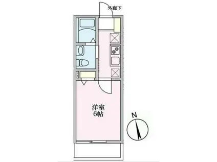 ウエストコート武里(1K/2階)の間取り写真