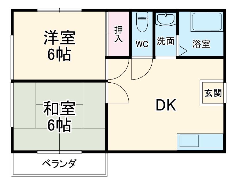 町田ハイツ(2DK/1階)の間取り写真