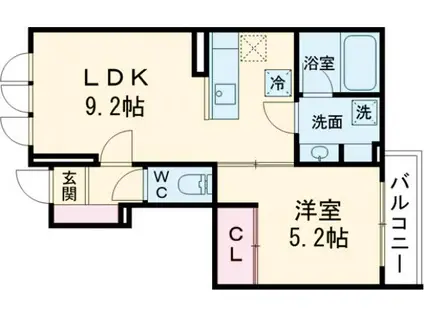 オルキデ蘆花公園五番館(1LDK/1階)の間取り写真