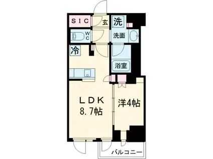 クレストコート旗の台(1LDK/3階)の間取り写真