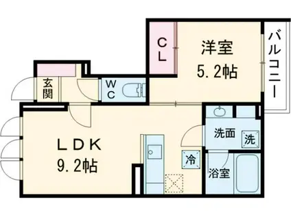 オルキデ蘆花公園五番館(1LDK/1階)の間取り写真