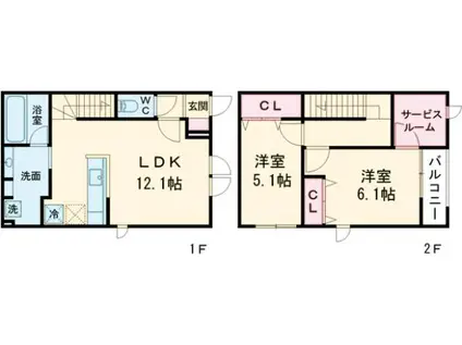 オルキデ蘆花公園八番館(2LDK/1階)の間取り写真