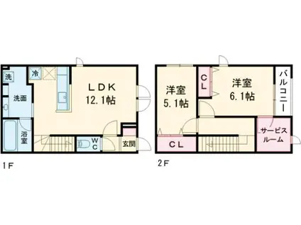 オルキデ蘆花公園八番館(2LDK/1階)の間取り写真