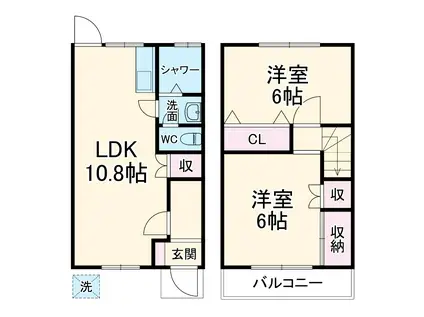 市川市宝2丁目テラスハウス(2LDK)の間取り写真