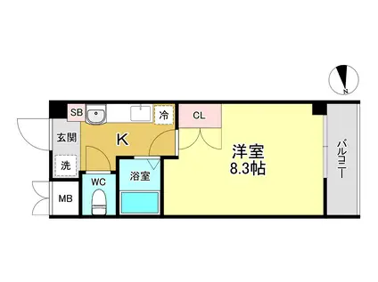 シャンヴェルジェ豊中Ⅱ(1K/2階)の間取り写真