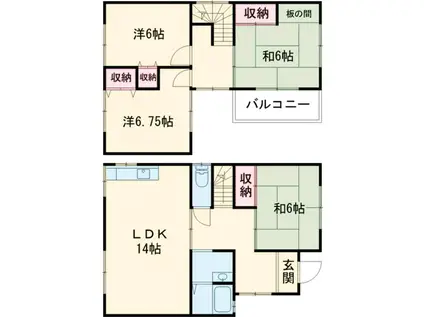 阪和線 和泉府中駅 徒歩15分 2階建 築47年(4LDK)の間取り写真