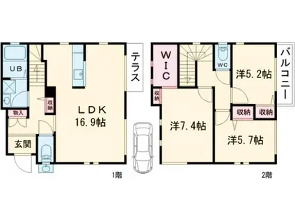 西武池袋・豊島線 練馬高野台駅 徒歩9分 2階建 築13年(3LDK)の間取り写真
