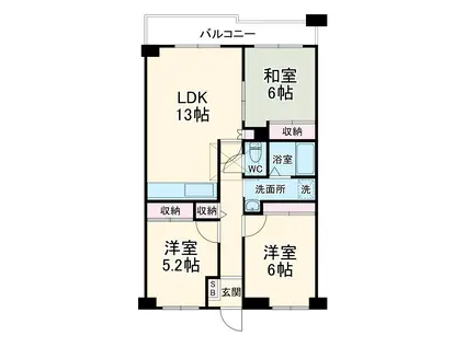 コルネージュ宮前(3LDK/4階)の間取り写真