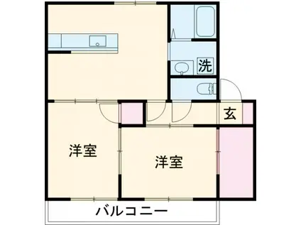 PURETWO(2LDK/2階)の間取り写真