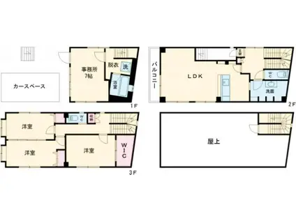 東京都新宿線 瑞江駅 徒歩12分 1階建 築36年(3SLDK)の間取り写真