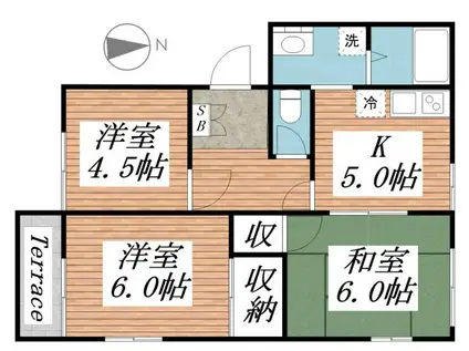 リバティーハイツA(3K/1階)の間取り写真