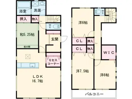 常磐線 土浦駅 徒歩72分 2階建 築9年(4LDK)の間取り写真