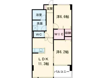 VERDE陽東(2LDK/6階)の間取り写真