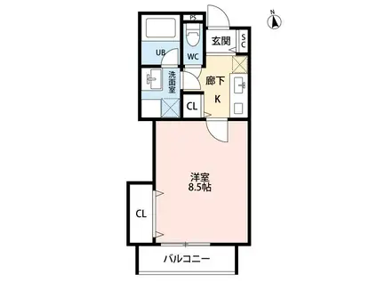 Tーレジデンス(1K/2階)の間取り写真