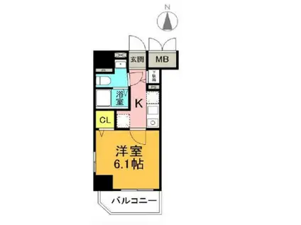 ブランドール新町(1K/3階)の間取り写真