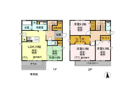 常磐線 赤塚駅 徒歩31分 2階建 築6年(4LDK)の間取り写真