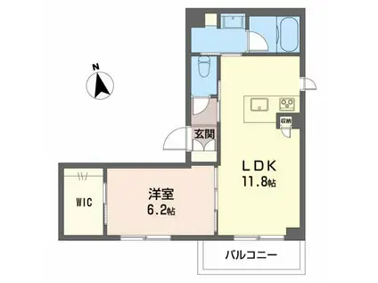 CELESTE(1LDK/2階)の間取り写真