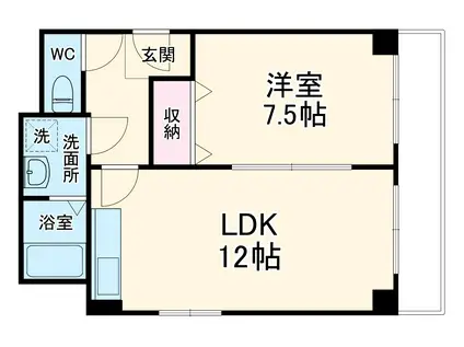 アルス天満橋(1LDK/6階)の間取り写真