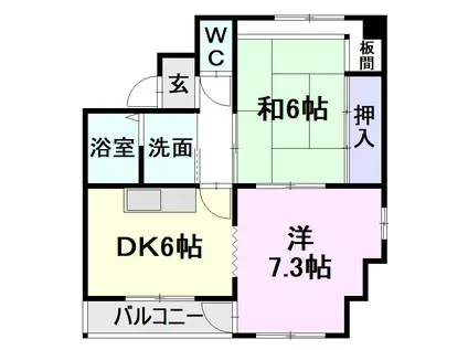 コーポ山﨑(2DK/1階)の間取り写真