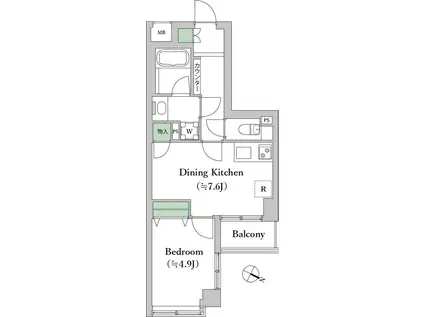 デュオスカーラ西新宿2(1DK/3階)の間取り写真