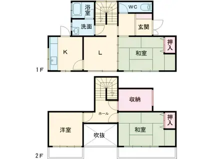 上越線 八木原駅 徒歩69分 2階建 築46年(3SLK)の間取り写真