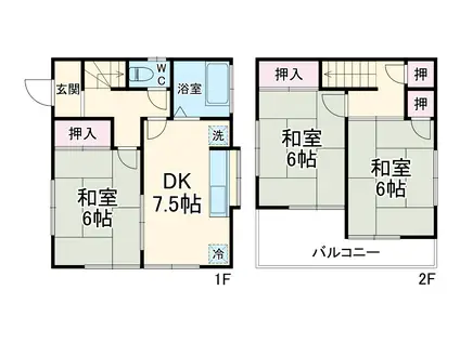 相模鉄道本線 さがみ野駅 徒歩9分 2階建 築50年(3DK)の間取り写真