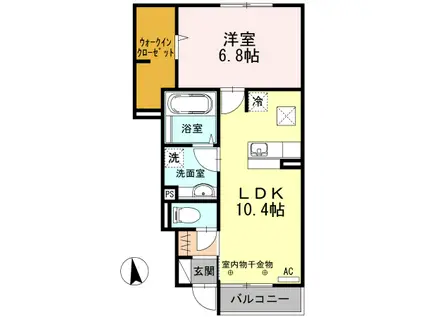 AMBER 結(1LDK/1階)の間取り写真