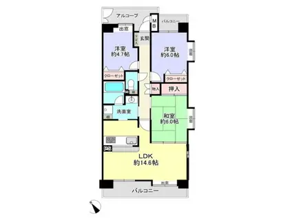 チサンマンション南福岡参番(3LDK/2階)の間取り写真